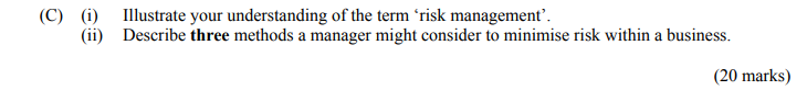 C-(i)-Illustrate-your-understanding-of-the-term-‘risk-management’-Leaving Cert Business-Question C-2011.png