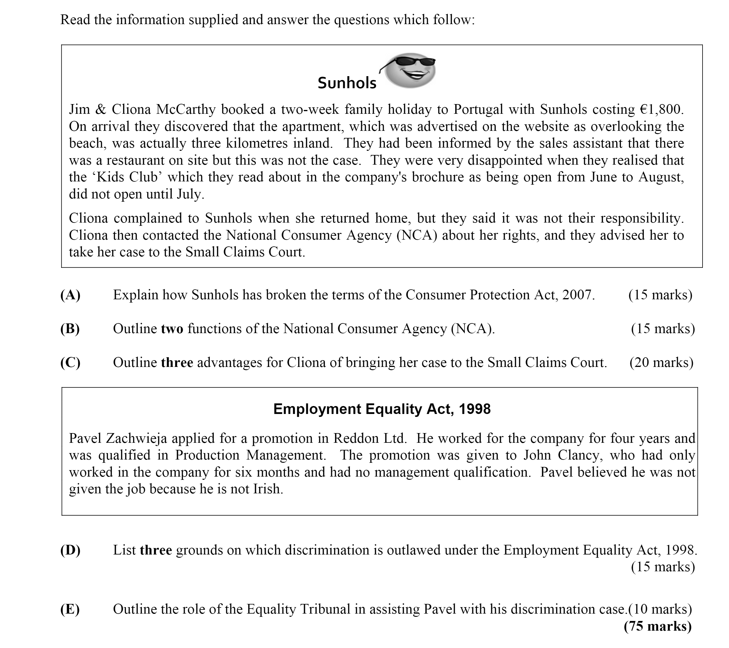 Explain-how-Sunhols-has-broken-the-terms-of-the-Consumer-Protection-Act,-2007-Leaving Cert Business-Question A-2013.png