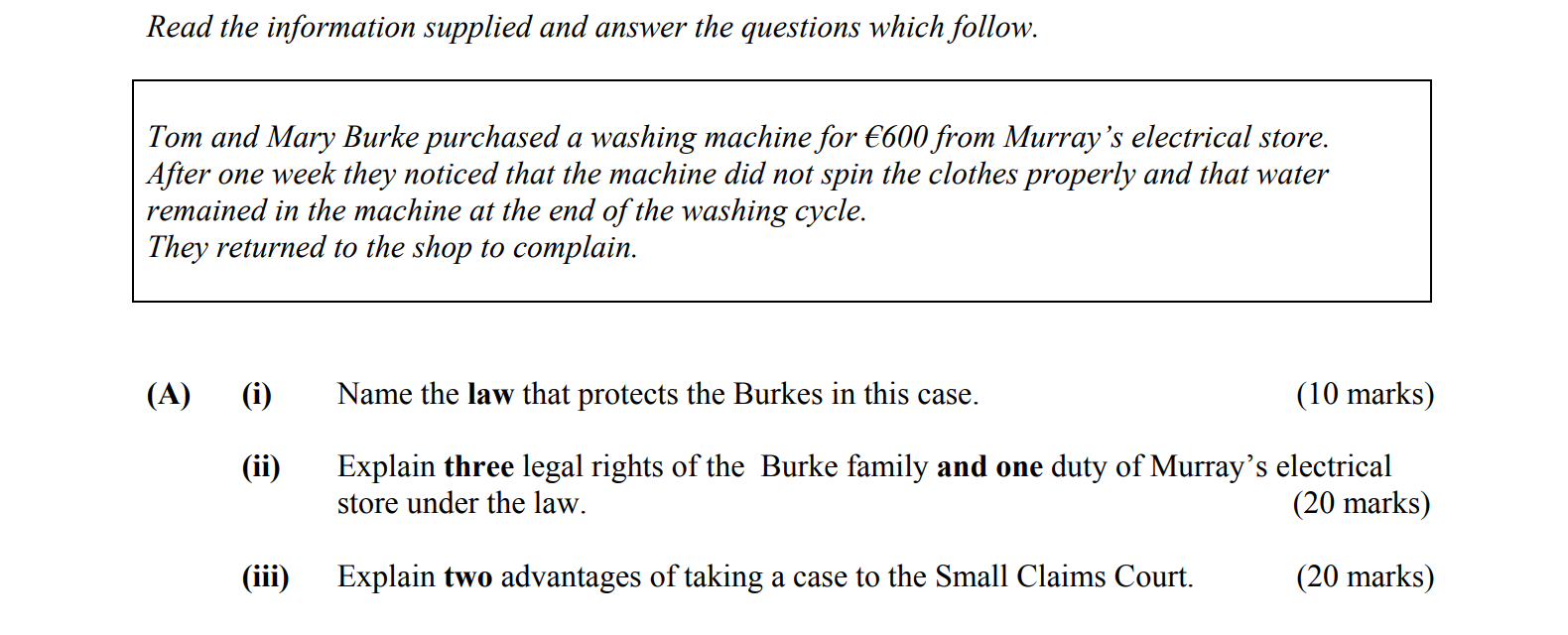 Read-the-information-supplied-and-answer-the-questions-which-follow-Leaving Cert Business-Question 1 (A)-2010.png