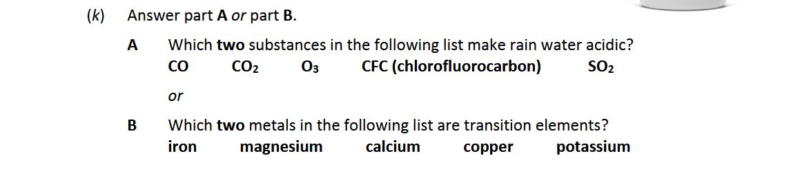 Answer-part-A-or-part-B-Leaving Cert Chemistry-Question k-2019.png
