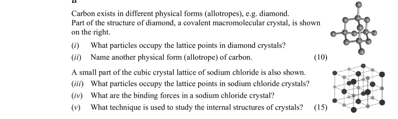 Carbon-exists-in-different-physical-forms-(allotropes),-e.g-Leaving Cert Chemistry-Question B-2014.png