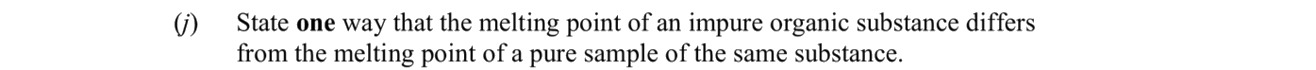 State-one-way-that-the-melting-point-of-an-impure-organic-substance-differs-from-the-melting-point-of-a-pure-sample-of-the-same-substance.-Leaving Cert Chemistry-Question i-2014.png