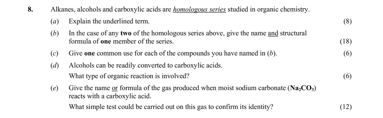 Alkanes,-alcohols-and-carboxylic-acids-are-homologous-series-studied-in-organic-chemistry-Leaving Cert Chemistry-Question 8-2012.png