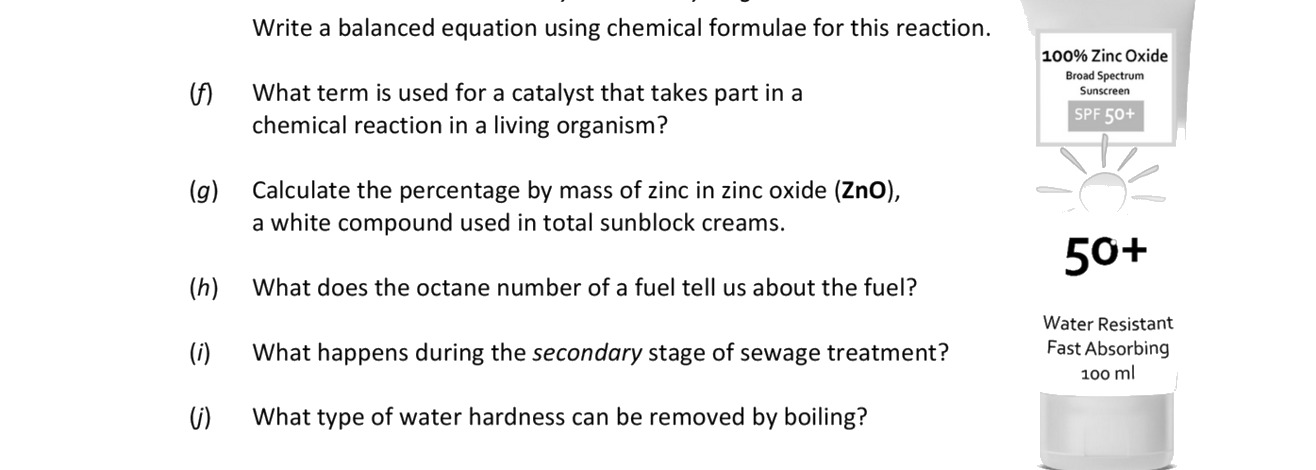 Write-a-balanced-equation-using-chemical-formulae-for-this-reaction-Leaving Cert Chemistry-Question Question (f - j)-2019.png