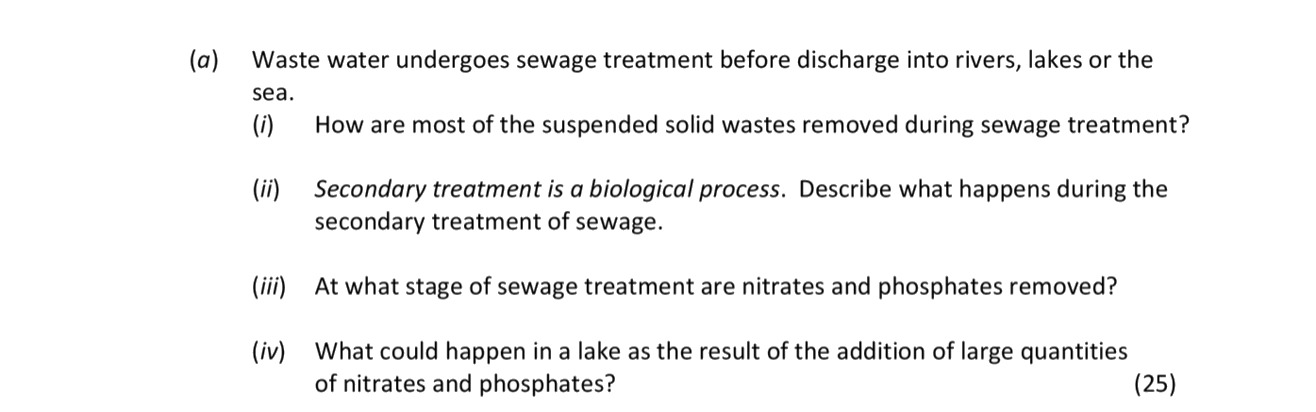 Waste-water-undergoes-sewage-treatment-before-discharge-into-rivers,-lakes-or-the-sea-Leaving Cert Chemistry-Question a-2017.png