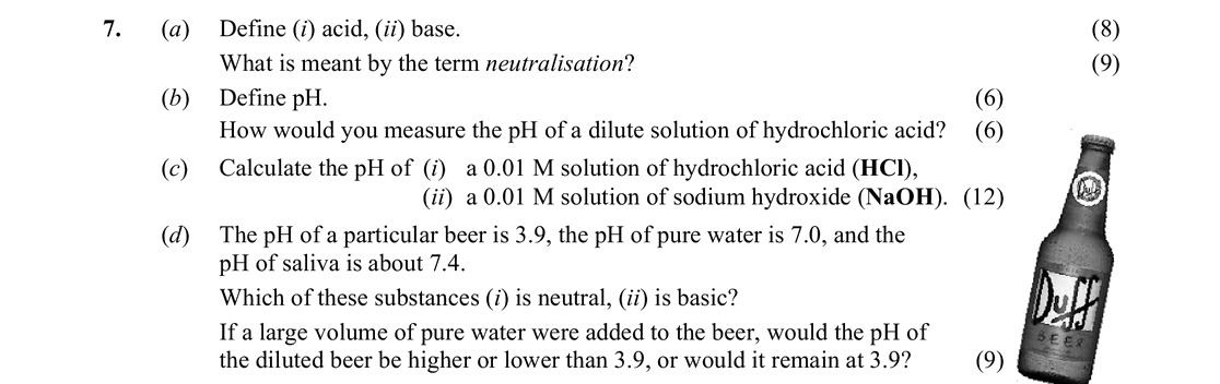 7.-(a)-Define-(i)-acid,-(ii)-base-Leaving Cert Chemistry-Question 7-2014.png