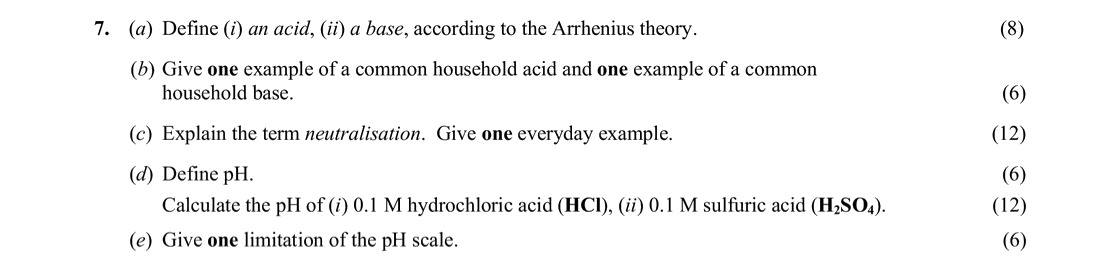 (a)-Define-(i)-an-acid,-(ii)-a-base,-according-to-the-Arrhenius-theory-Leaving Cert Chemistry-Question 7-2011.png