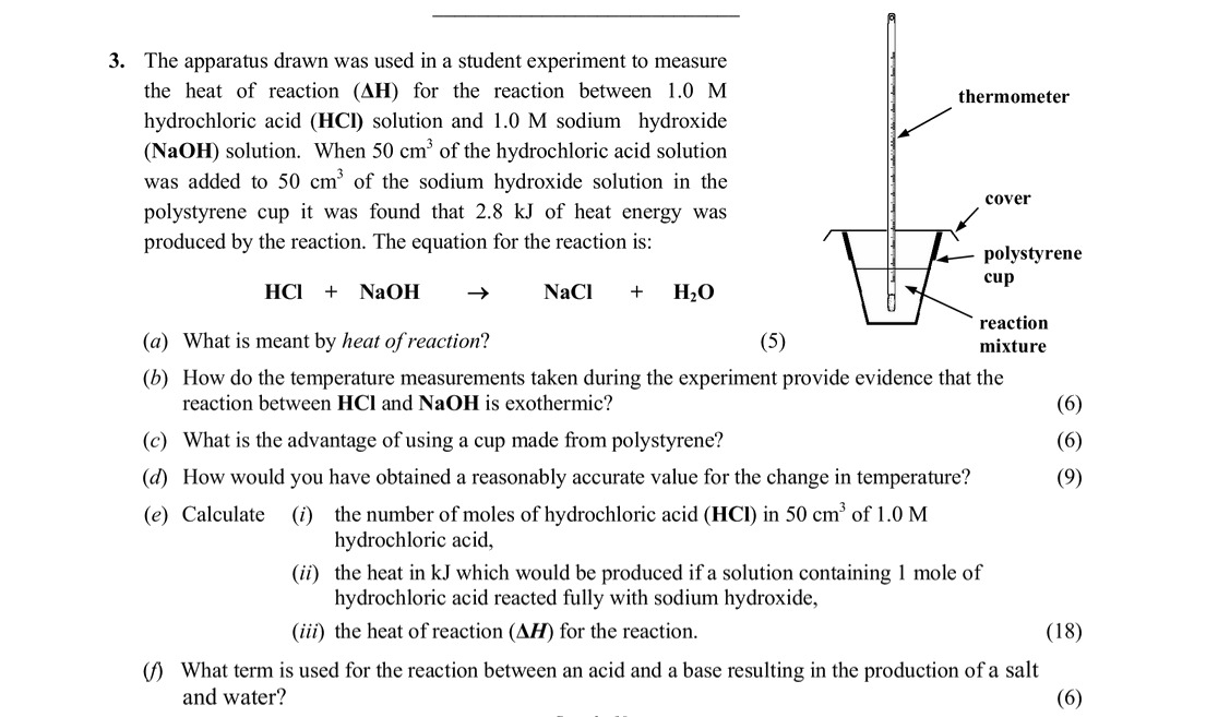 The-apparatus-drawn-was-used-in-a-student-experiment-to-measure-the-heat-of-reaction-(ΔH)-for-the-reaction-between-1.0-M-hydrochloric-acid-(HCl)-solution-and-1.0-M-sodium-hydroxide-(NaOH)-solution-Leaving Cert Chemistry-Question 3-2007.png