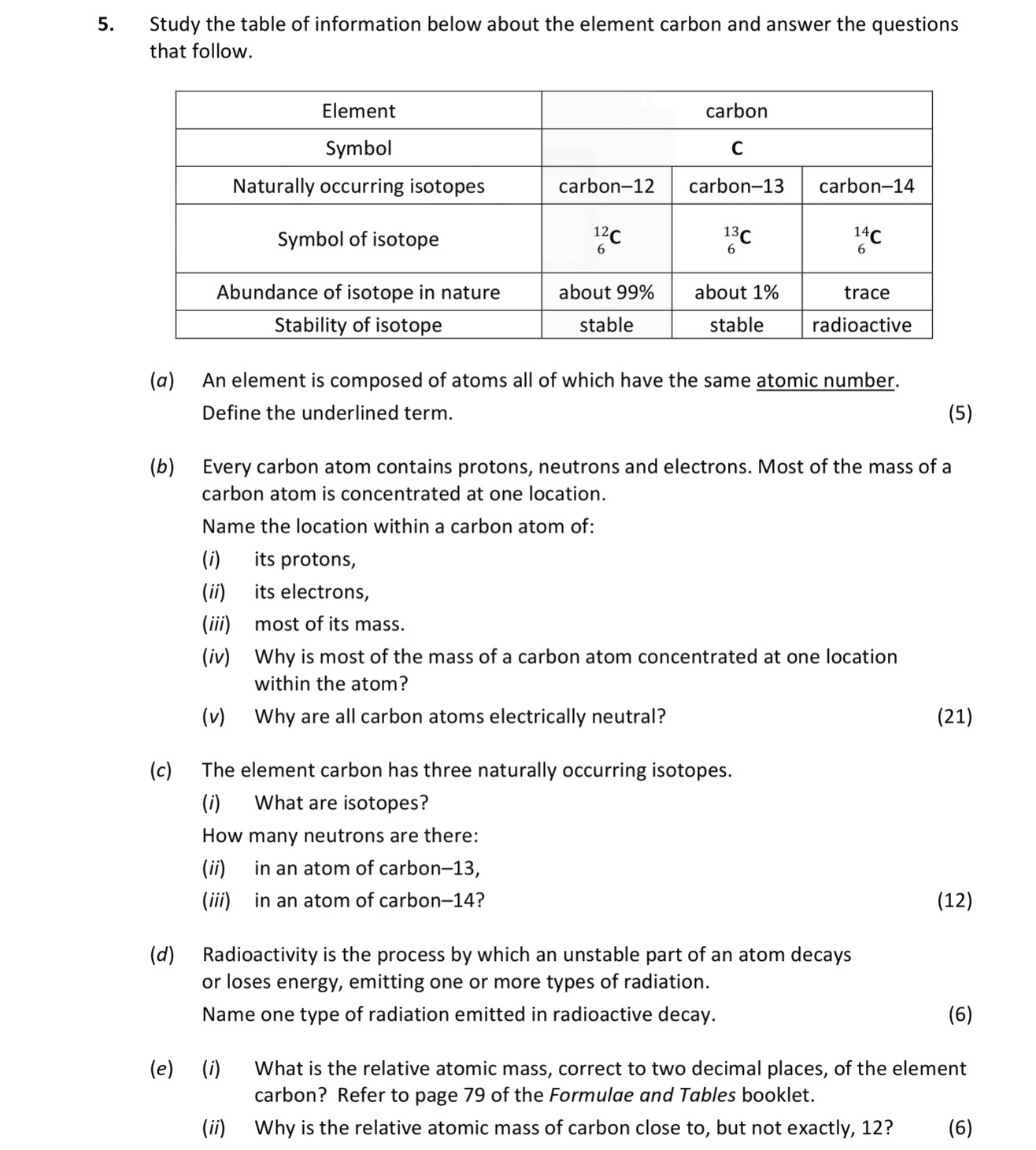 Study-the-table-of-information-below-about-the-element-carbon-and-answer-the-questions-that-follow-Leaving Cert Chemistry-Question 5-2020.png