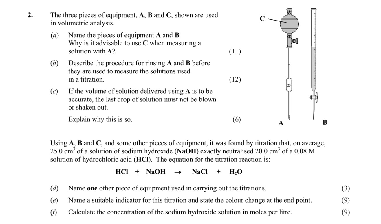 The-three-pieces-of-equipment,-A-and-B,-shown-are-used-in-volumetric-analysis-Leaving Cert Chemistry-Question 2-2012.png