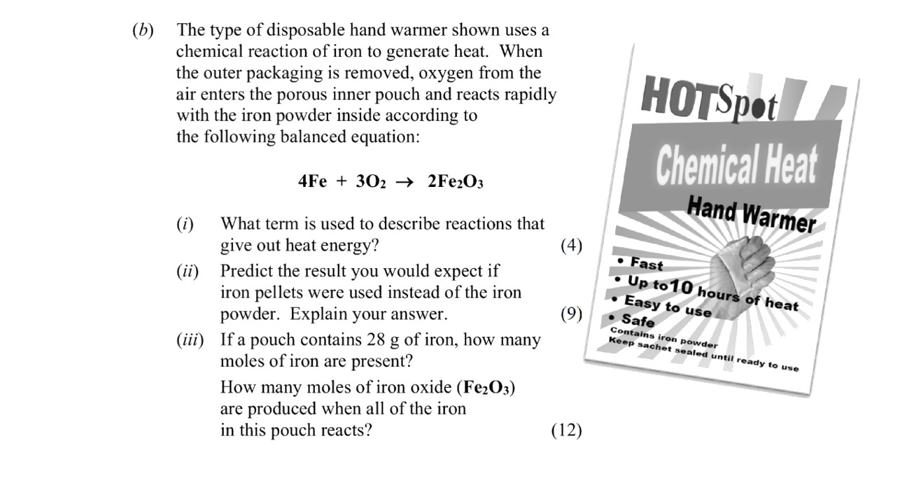 The-type-of-disposable-hand-warmer-shown-uses-a-chemical-reaction-of-iron-to-generate-heat-Leaving Cert Chemistry-Question b-2016.png