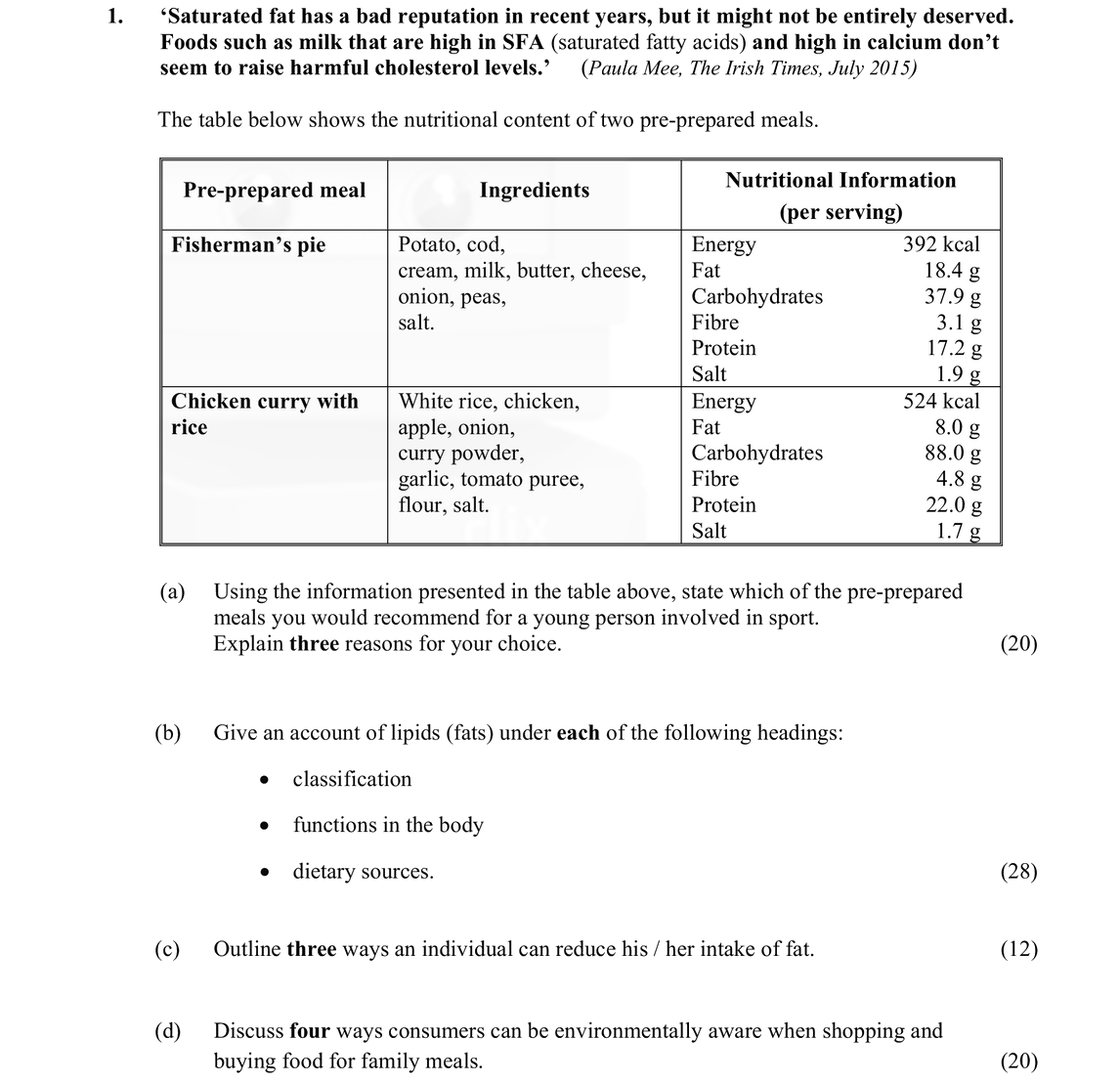 1.-The-Fisherman’s-pie-contains-the-following-ingredients:-Potato,-cod,-cream,-milk,-butter,-cheese,-onion,-peas,-salt-Leaving Cert Home Economics-Question 1-2016.png