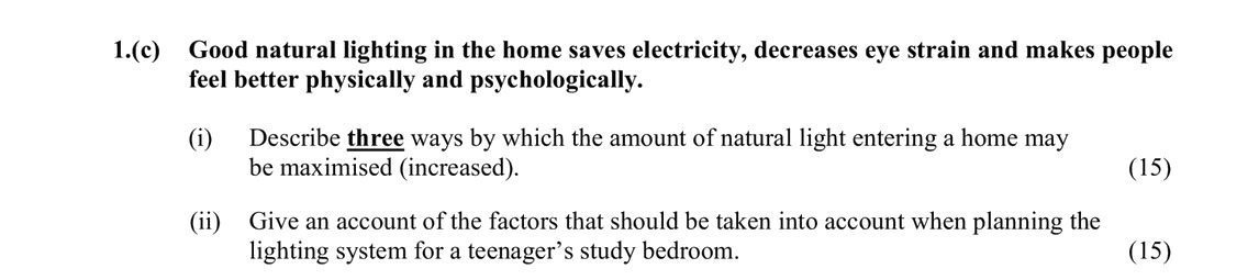 Good-natural-lighting-in-the-home-saves-electricity,-decreases-eye-strain-and-makes-people-feel-better-physically-and-psychologically-Leaving Cert Home Economics-Question 1. (c)-2014.png