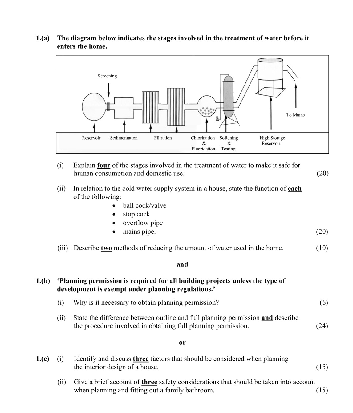 The-diagram-below-indicates-the-stages-involved-in-the-treatment-of-water-before-it-enters-the-home-Leaving Cert Home Economics-Question 1(a)-2012.png