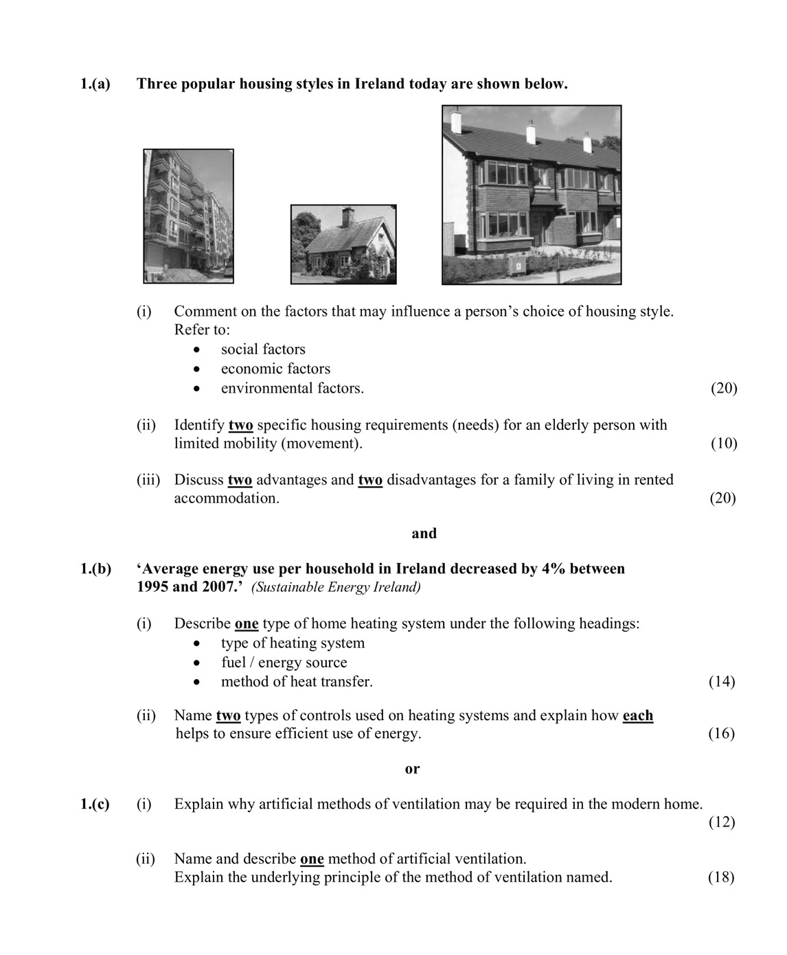 Three-popular-housing-styles-in-Ireland-today-are-shown-below-Leaving Cert Home Economics-Question 1(a)-2011.png