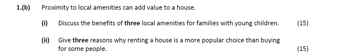 Proximity-to-local-amenities-can-add-value-to-a-house-Leaving Cert Home Economics-Question 1(b)-2018.png