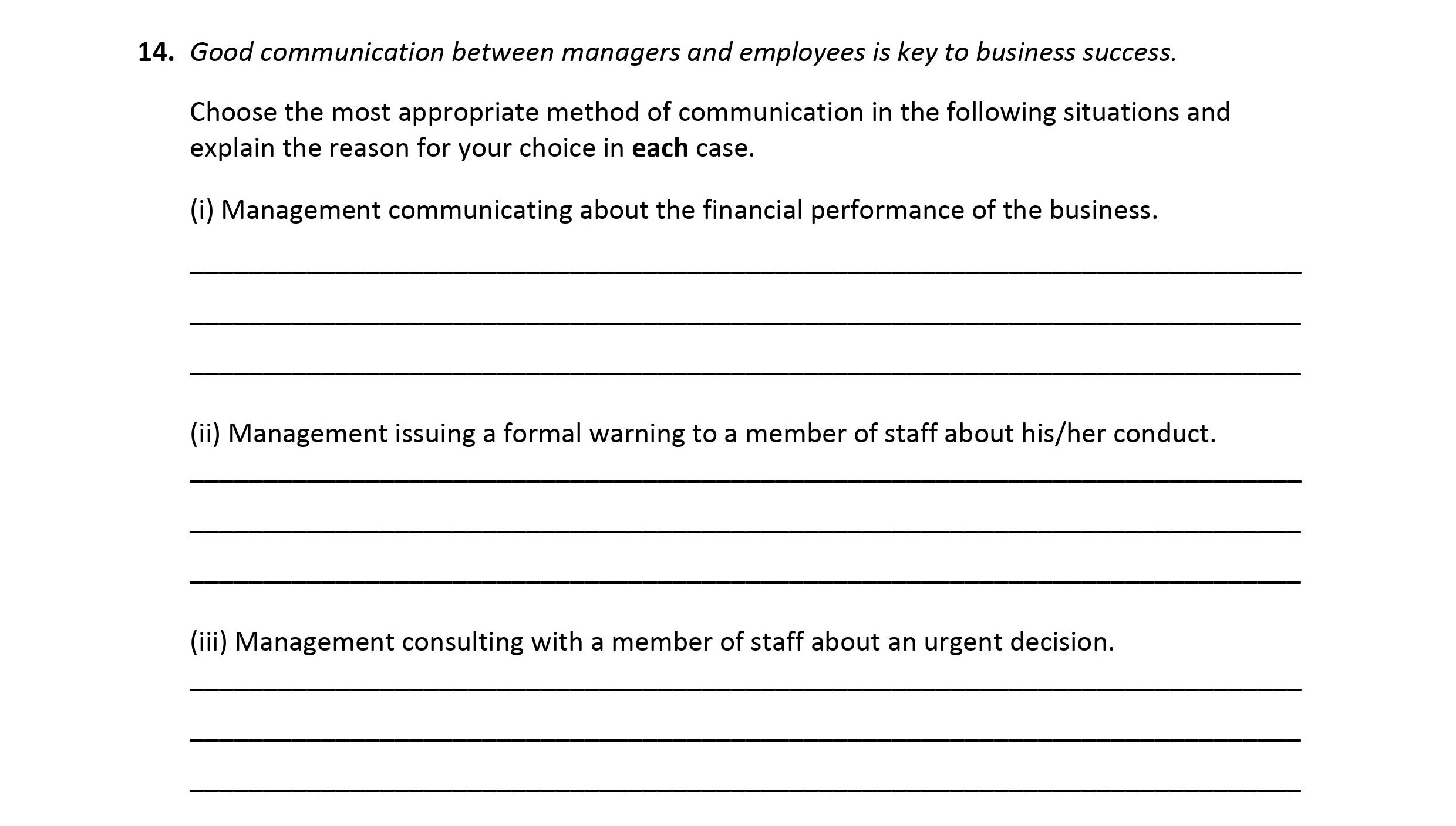 Good-communication-between-managers-and-employees-is-key-to-business-success-Leaving Cert Business-Question 14-2019.png