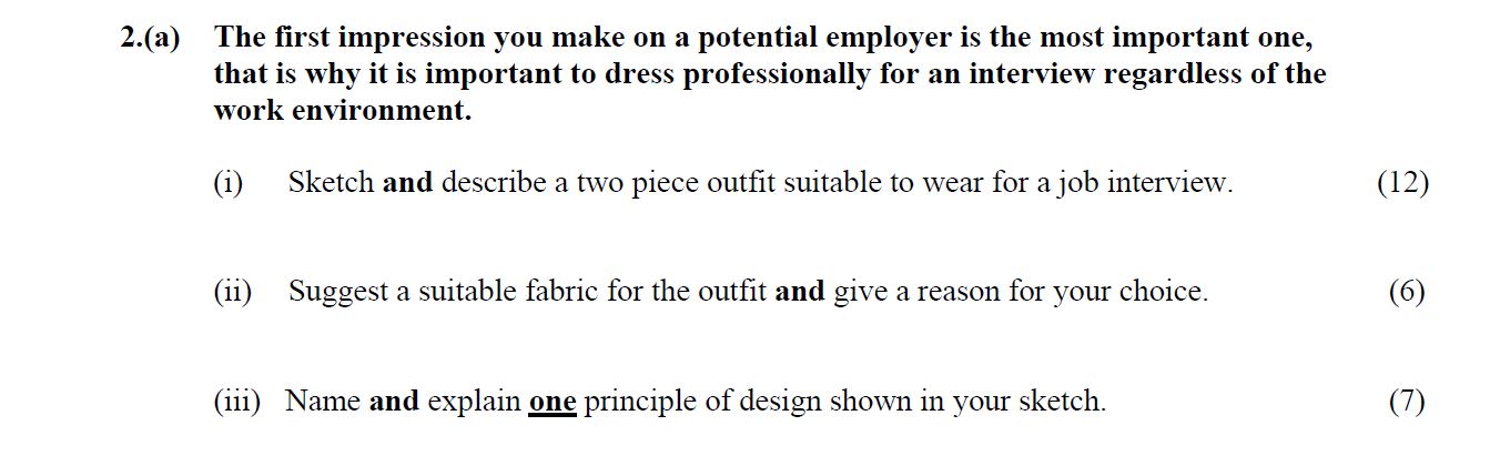 The-first-impression-you-make-on-a-potential-employer-is-the-most-important-one,-that-is-why-it-is-important-to-dress-professionally-for-an-interview-regardless-of-the-work-environment-Leaving Cert Home Economics-Question 2(a)-2014.png