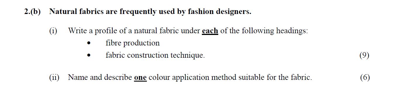Natural-fabrics-are-frequently-used-by-fashion-designers-Leaving Cert Home Economics-Question 2(b)-2009.png