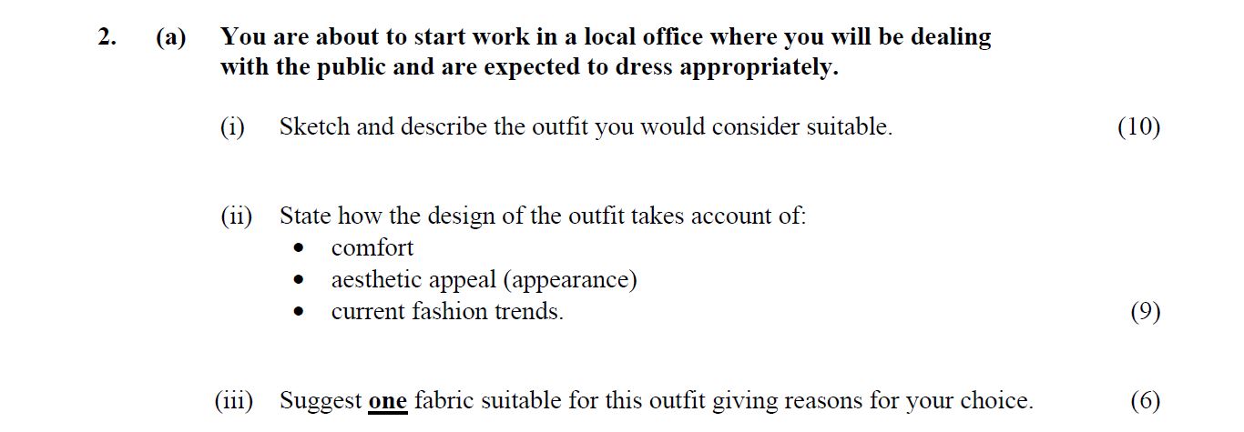 You-are-about-to-start-work-in-a-local-office-where-you-will-be-dealing-with-the-public-and-are-expected-to-dress-appropriately-Leaving Cert Home Economics-Question 2(a)-2007.png
