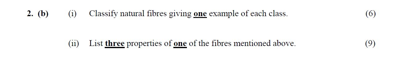 Classify-natural-fibres-giving-one-example-of-each-class-Leaving Cert Home Economics-Question 2 (b)-2006.png