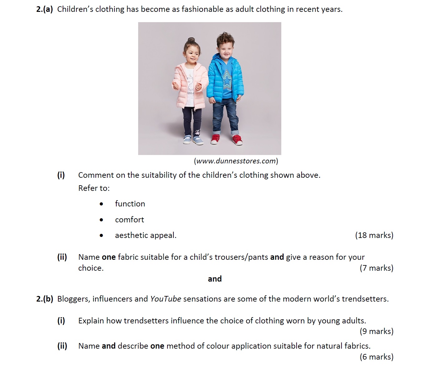 Children's-clothing-has-become-as-fashionable-as-adult-clothing-in-recent-years-Leaving Cert Home Economics-Question 2(a)-2020.png