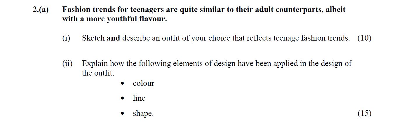Fashion-trends-for-teenagers-are-quite-similar-to-their-adult-counterparts,-albeit-with-a-more-youthful-flavour-Leaving Cert Home Economics-Question 2(a)-2015.png