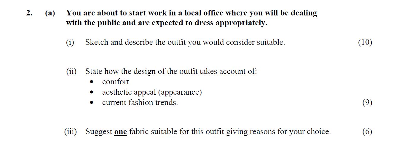 You-are-about-to-start-work-in-a-local-office-where-you-will-be-dealing-with-the-public-and-are-expected-to-dress-appropriately-Leaving Cert Home Economics-Question 2(a)-2007.png