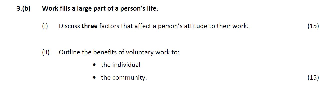 Work-fills-a-large-part-of-a-person's-life-Leaving Cert Home Economics-Question 3(b)-2017.png