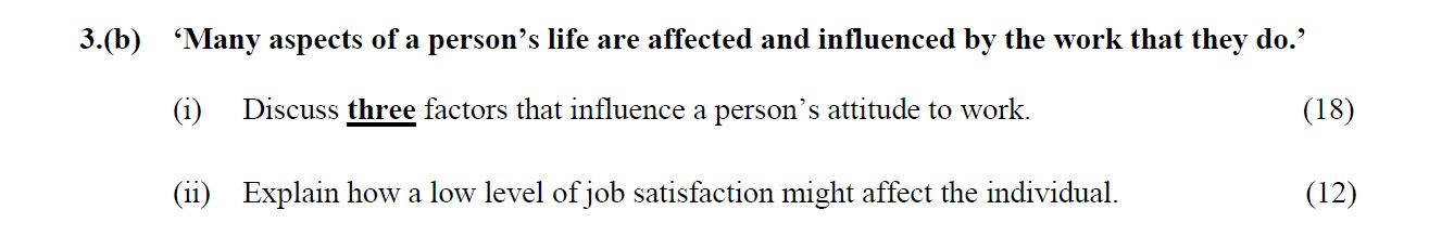 'Many-aspects-of-a-person’s-life-are-affected-and-influenced-by-the-work-that-they-do.'--(i)-Discuss-three-factors-that-influence-a-person’s-attitude-to-work-Leaving Cert Home Economics-Question 3(b)-2009.png