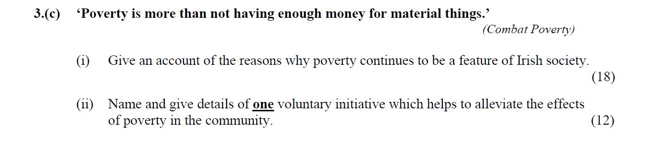 'Poverty-is-more-than-not-having-enough-money-for-material-things.'---(Combat-Poverty)---(i)-Give-an-account-of-the-reasons-why-poverty-continues-to-be-a-feature-of-Irish-society-Leaving Cert Home Economics-Question 3(c)-2009.png