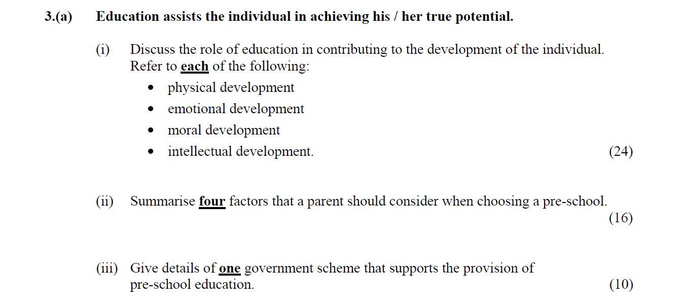 Education-assists-the-individual-in-achieving-his-/-her-true-potential-Leaving Cert Home Economics-Question 3(a)-2013.png