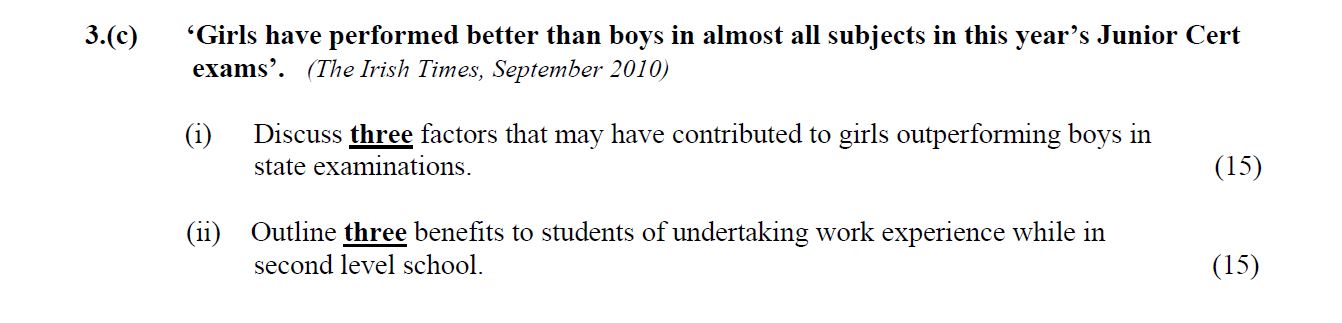 'Girls-have-performed-better-than-boys-in-almost-all-subjects-in-this-year’s-Junior-Cert-exams'-Leaving Cert Home Economics-Question 3(c)-2011.png