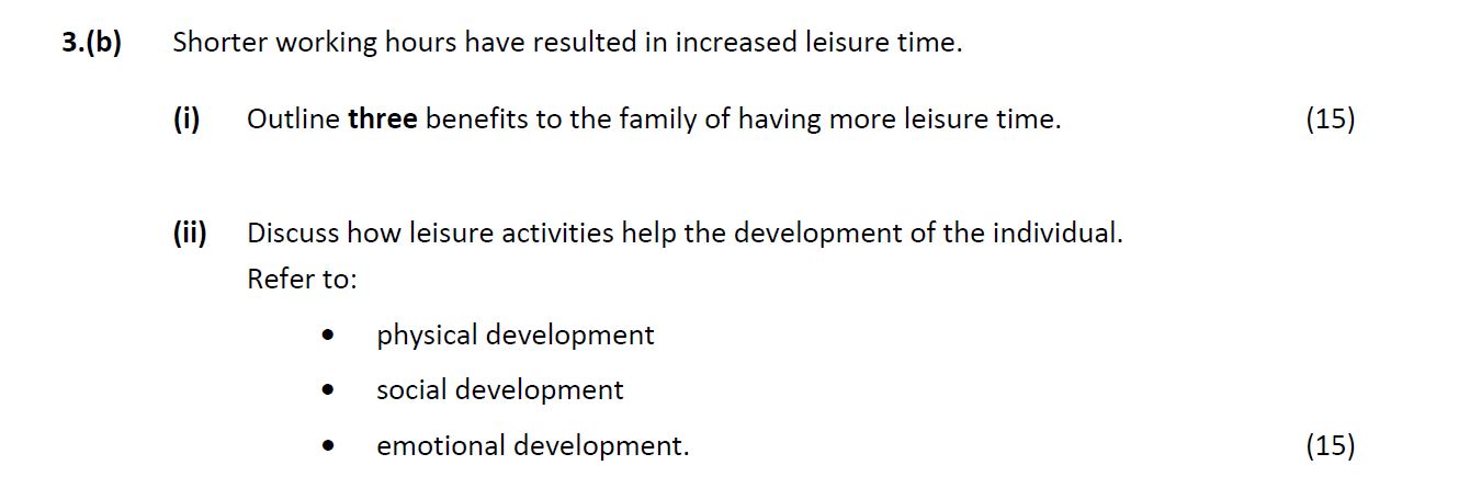 Shorter-working-hours-have-resulted-in-increased-leisure-time-Leaving Cert Home Economics-Question 3(b)-2019.png