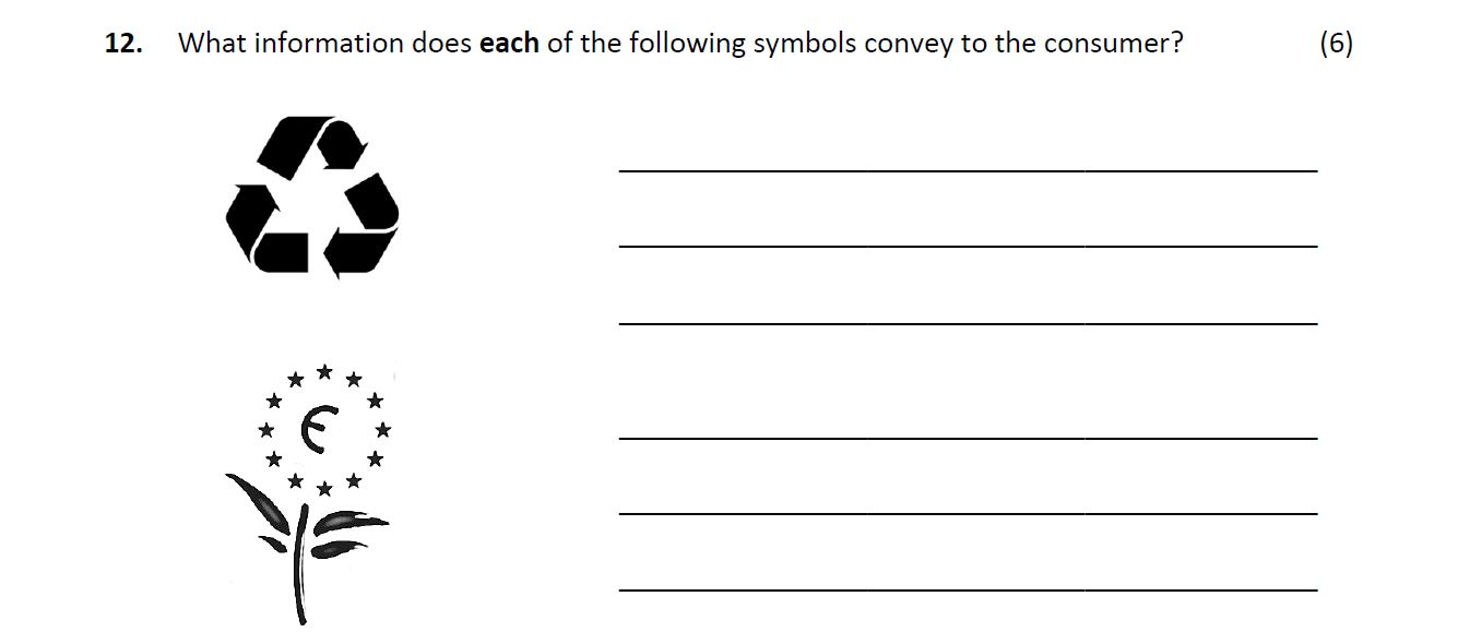 What-information-does-each-of-the-following-symbols-convey-to-the-consumer?--(Refer-to-the-images-for-the-symbols:-recycling-symbol-and-European-Union-eco-label.)-Leaving Cert Home Economics-Question 12-2019.png