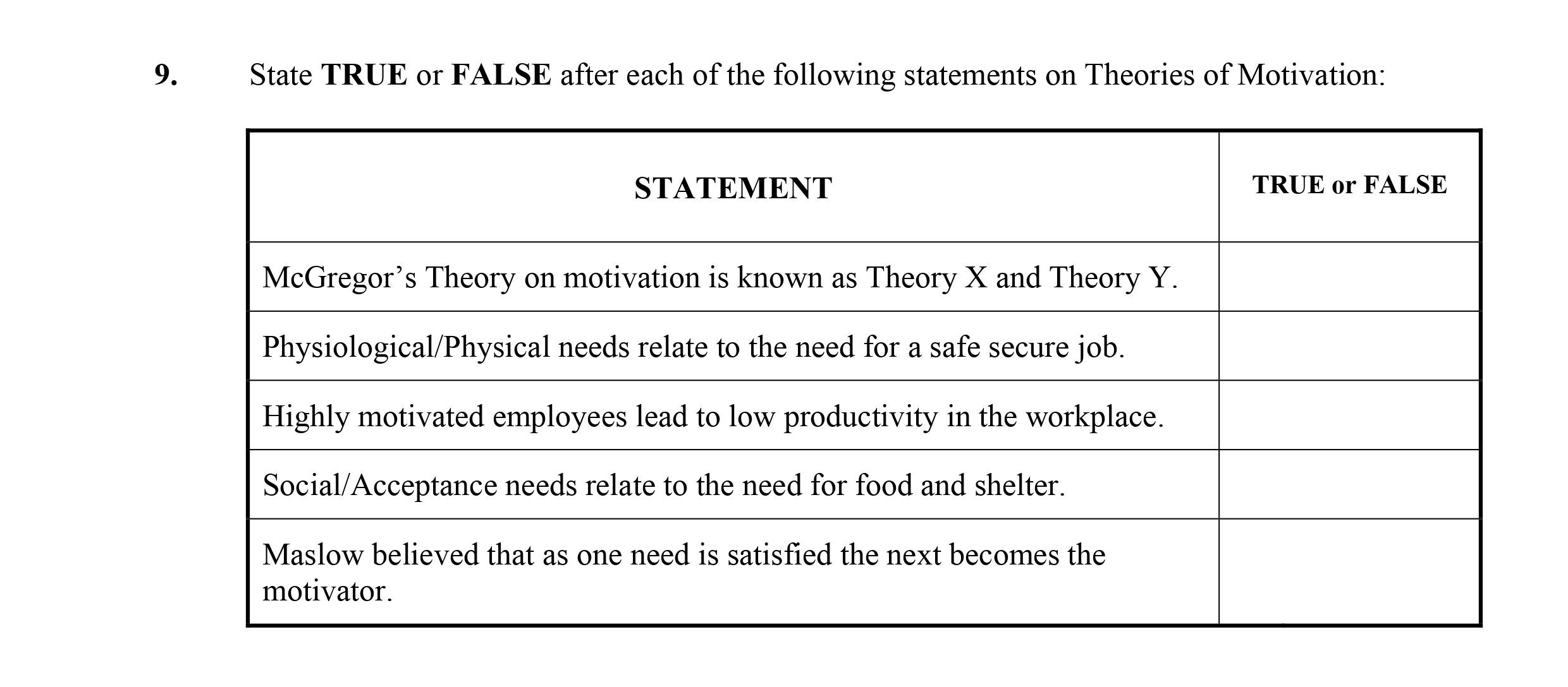 State-TRUE-or-FALSE-after-each-of-the-following-statements-on-Theories-of-Motivation:--1-Leaving Cert Business-Question 9-2015.png