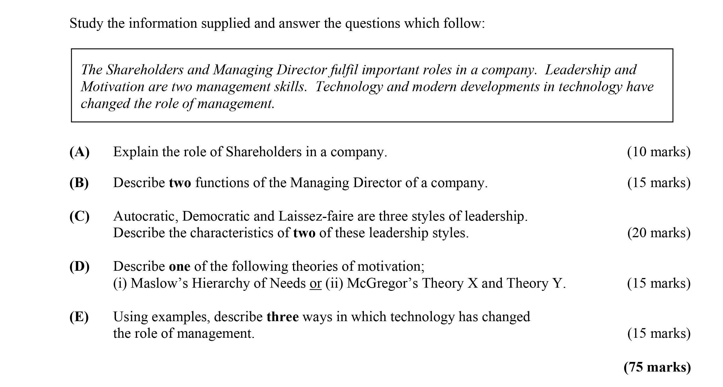 Study-the-information-supplied-and-answer-the-questions-which-follow:--The-Shareholders-and-Managing-Director-fulfil-important-roles-in-a-company-Leaving Cert Business-Question Question 1-2007.png