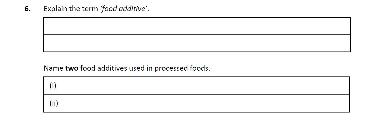 Explain-the-term-'food-additive'-Leaving Cert Home Economics-Question 6-2020.png