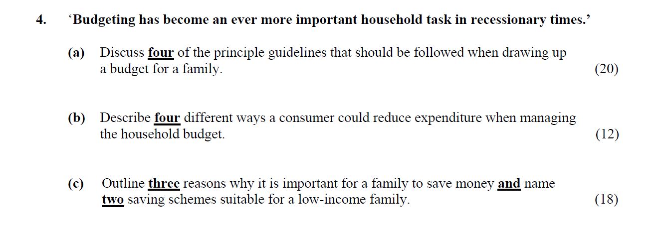 'Budgeting-has-become-an-ever-more-important-household-task-in-recessionary-times.'--(a)-Discuss-four-of-the-principle-guidelines-that-should-be-followed-when-drawing-up-a-budget-for-a-family-Leaving Cert Home Economics-Question 4-2012.png