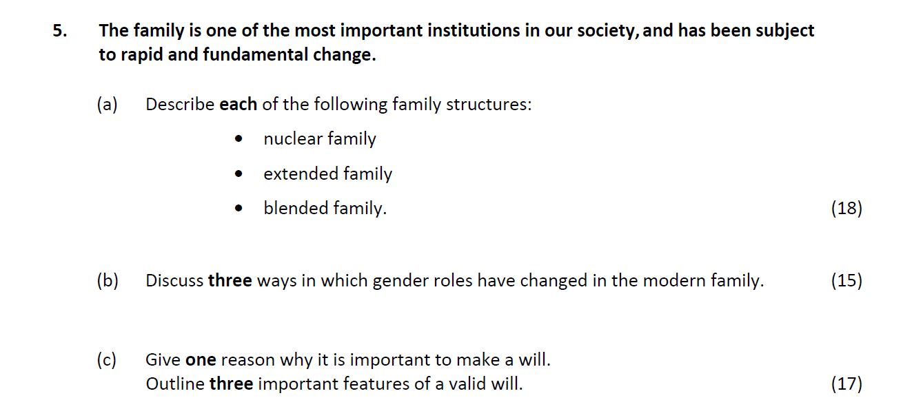 The-family-is-one-of-the-most-important-institutions-in-our-society,-and-has-been-subject-to-rapid-and-fundamental-change-Leaving Cert Home Economics-Question 5-2017.png