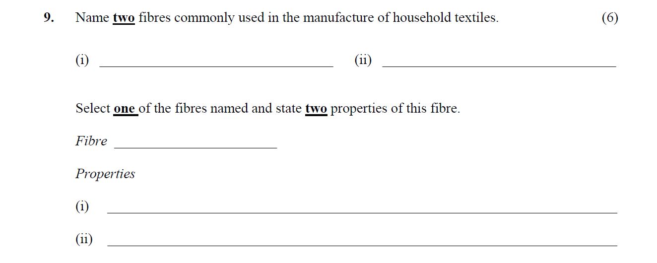 Name-two-fibres-commonly-used-in-the-manufacture-of-household-textiles-Leaving Cert Home Economics-Question 9-2009.png