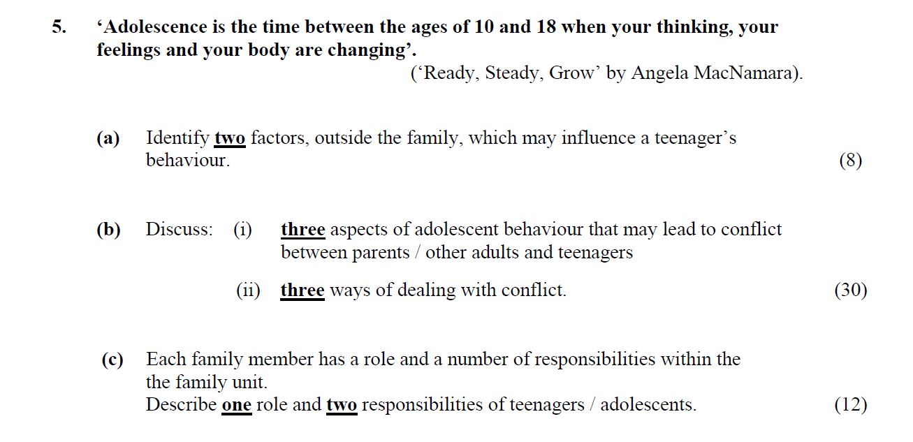 ‘Adolescence-is-the-time-between-the-ages-of-10-and-18-when-your-thinking,-your-feelings-and-your-body-are-changing’;---(‘Ready,-Steady,-Grow’-by-Angela-MacNamara)-Leaving Cert Home Economics-Question 5-2007.png