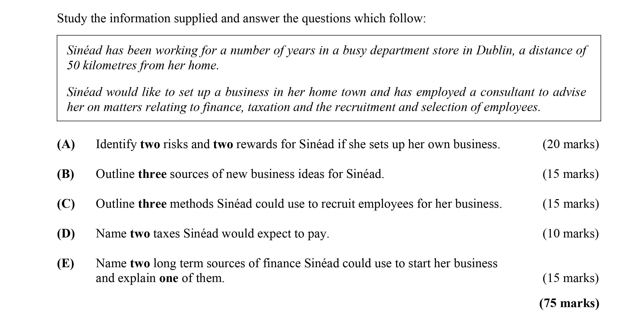Study-the-information-supplied-and-answer-the-questions-which-follow:--Sinéad-has-been-working-for-a-number-of-years-in-a-busy-department-store-in-Dublin,-a-distance-of-50-kilometres-from-her-home-Leaving Cert Business-Question 5-2008.png