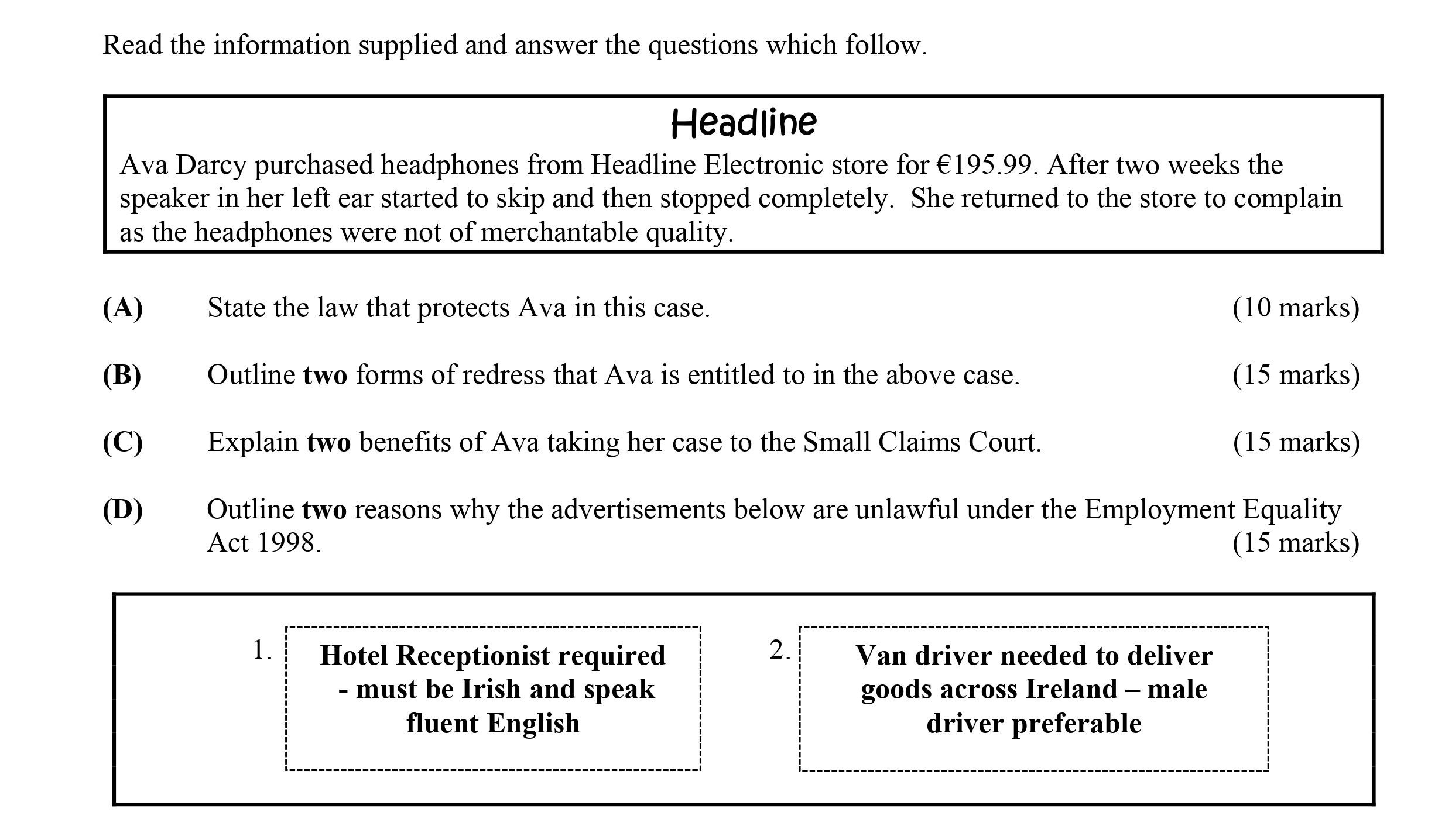 Ava-Darcy-purchased-headphones-from-Headline-Electronic-store-for-€195.99-Leaving Cert Business-Question 1-2015.png