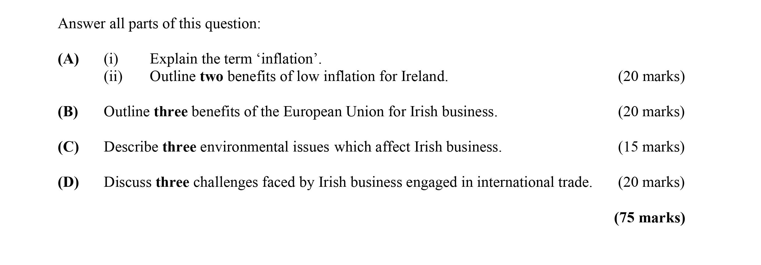 Answer-all-parts-of-this-question:--(A)-(i)-Explain-the-term-'inflation'-Leaving Cert Business-Question 1-2006.png