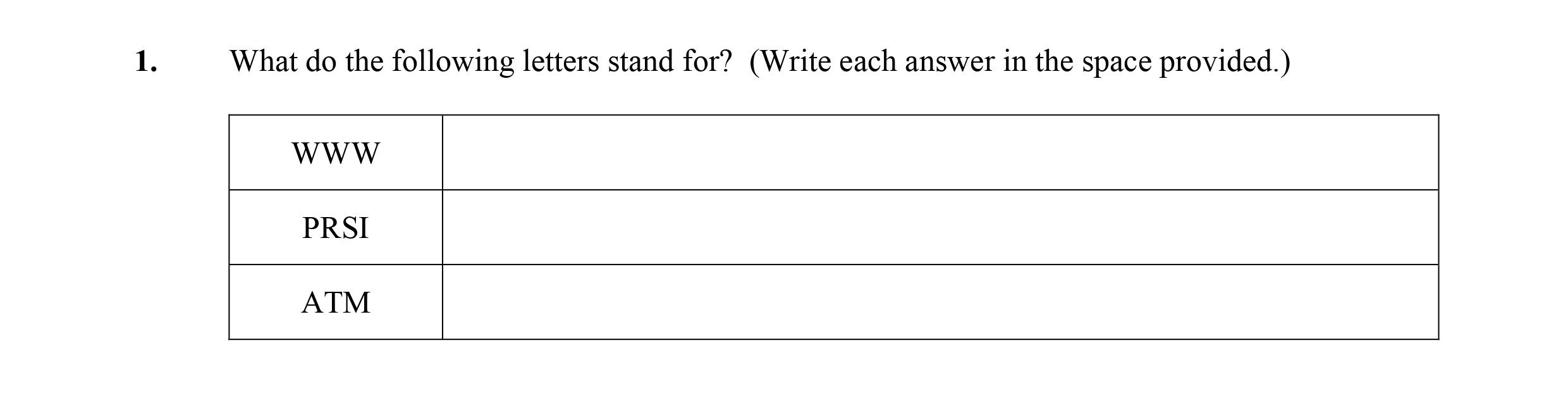 What-do-the-following-letters-stand-for?-(Write-each-answer-in-the-space-provided.)--WWW--PRSI--ATM-Leaving Cert Business-Question 1-2009.png