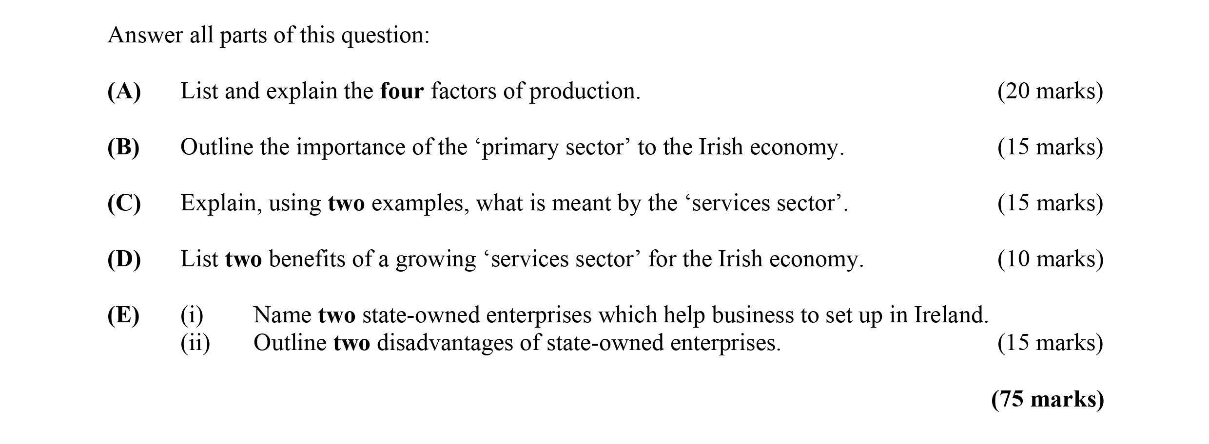 Answer-all-parts-of-this-question:--(A)-List-and-explain-the-four-factors-of-production-Leaving Cert Business-Question Question 1-2006.png