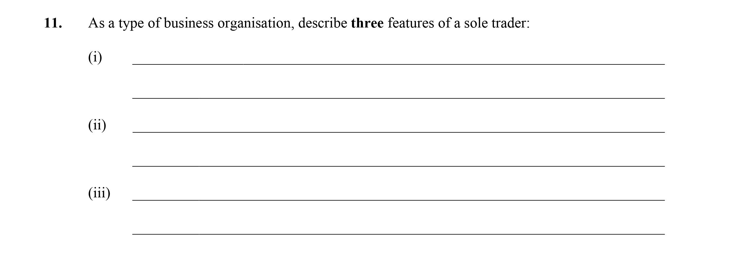 As-a-type-of-business-organisation,-describe-three-features-of-a-sole-trader-Leaving Cert Business-Question 11-2006.png