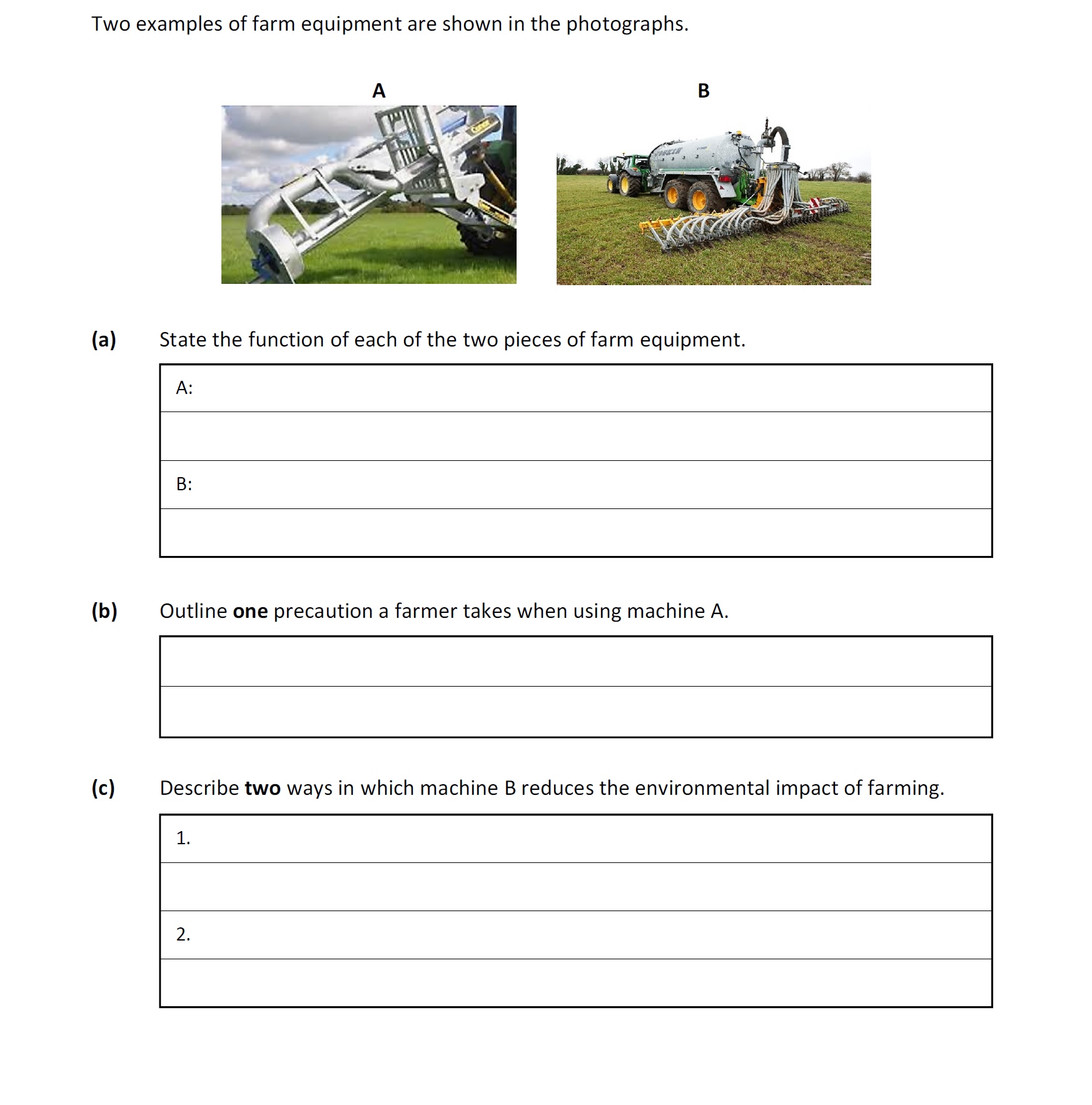 Two-examples-of-farm-equipment-are-shown-in-the-photographs-Leaving Cert Agricultural Science-Question Question 1-2020.png