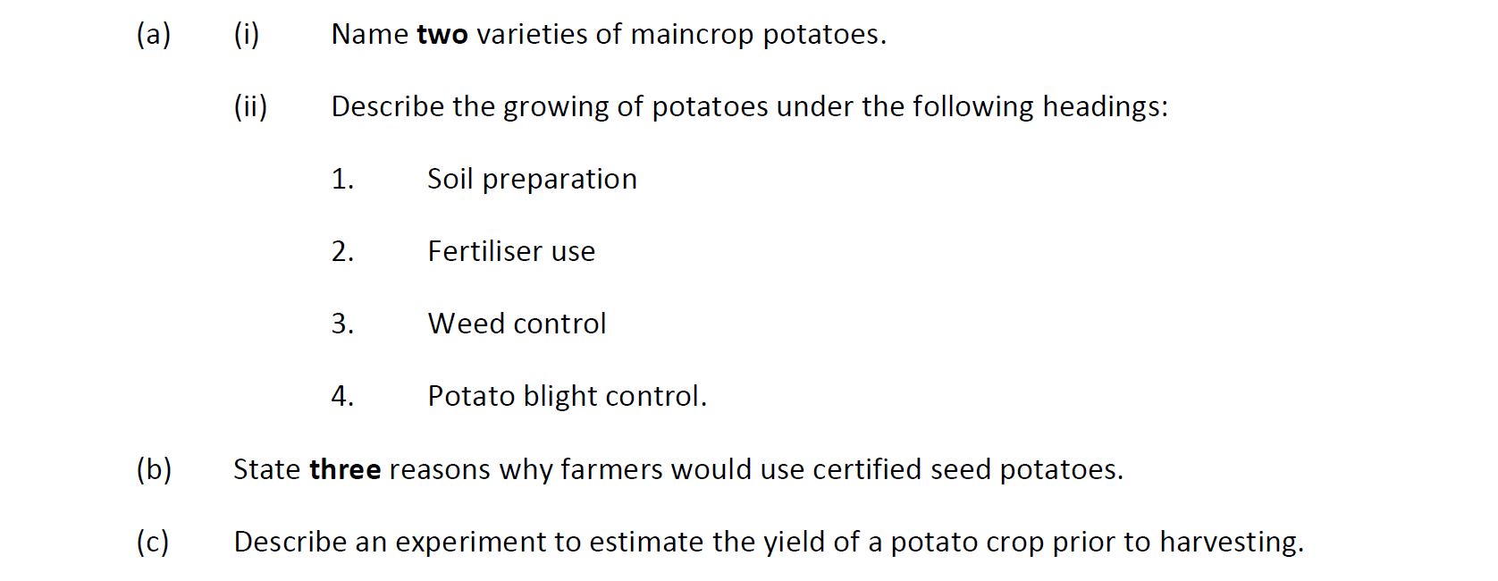 a)-(i)-Name-two-varieties-of-maincrop-potatoes-Leaving Cert Agricultural Science-Question Question 1-2018.png